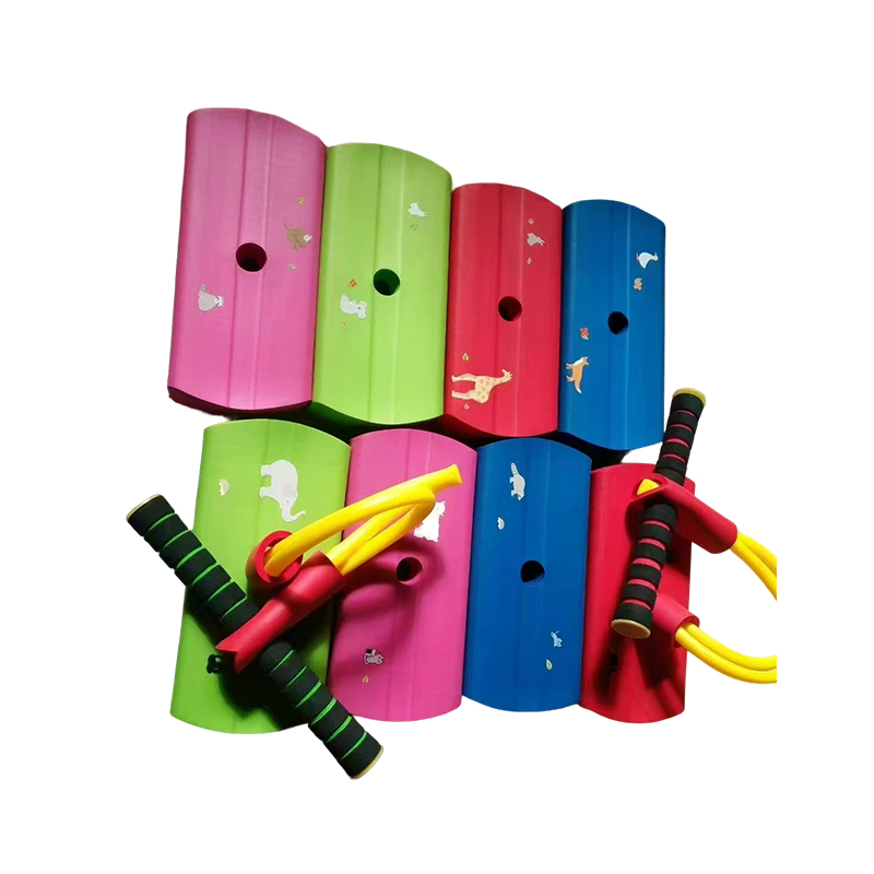 How do rubber and plastic materials make a frog jumping rope both soft, safe, and durable?